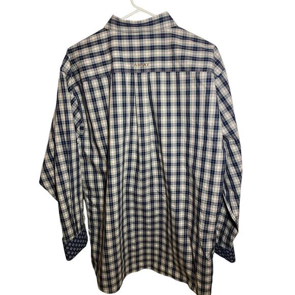 Ariat Men's Plaid Button-Down Shirt with Floral Contrast Cuffs Western Casual - Picture 5 of 9